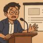 Ilustrasi Seseorang yang Gugup Saat Presentasi, (Foto: AI.)