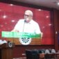 Sambutan Rektor UNM Karta Jayadi pada Kuliah Umum UNM (Foto: Muhammad Nasruddin)