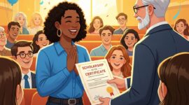 Ilustrasi Mahasiswa Berhasil Mendapatkan Beasiswa, (Foto: AI.)
