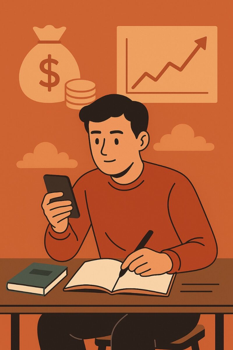 Ilustrasi seseorang sedang melihat grafik investasi (Foto: AI)