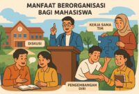 Ilustrasi Mahasiswa Yang Berorganisasi (sumber: AI).