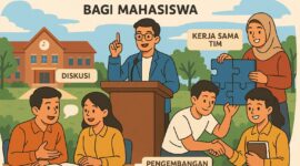 Ilustrasi Mahasiswa Yang Berorganisasi (sumber: AI).