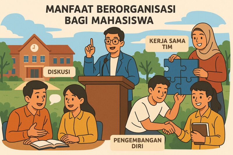 Ilustrasi Mahasiswa Yang Berorganisasi (sumber: AI).
