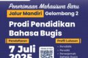 Poster Seleksi Jalur Mandiri Gelombang 2 Program Studi S-1 Pendidikan Bahasa Bugis FBS UNM Tahun Ajaran 2025-2026 (Foto: Int)