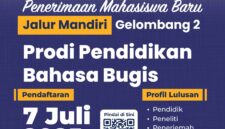 Poster Seleksi Jalur Mandiri Gelombang 2 Program Studi S-1 Pendidikan Bahasa Bugis FBS UNM Tahun Ajaran 2025-2026 (Foto: Int)