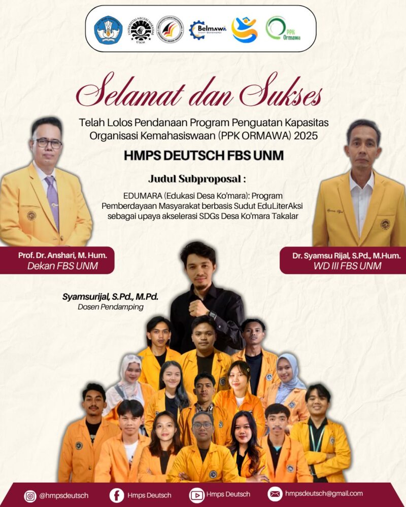 Pamflet ucapan selamat Bahasa Jerman dalam PPK Ormawa, (Foto: Ist.)
