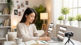 Ilustrasi seseorang sedang membuat konten guna membangun personal branding di Instagram, (Foto : AI).