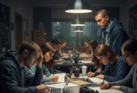Ilustrasi Mahasiswa Sedang Bergelut dengan Tugas dan Deadline, (Foto: AI.)