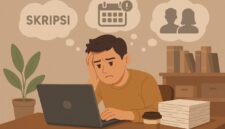 Ilustrasi Mahasiswa Stres Skripsi, Dikejar Deadline dan Bimbingan, (Foto: AI.)