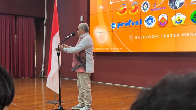 Karta Jayadi saat sambutan di pelantikan bersama pengurus lembaga, (Foto: Ibnu Qayyum Abdullah).