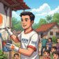 Ilustrasi Mahasiswa KKN Mengecat Rumah Warga Bersama Anak Desa, (Foto: AI.)