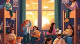 Ilustrasi Mahasiswa Memulai Pagi dengan Membaca, Belajar, dan Berbincang, (Foto: Ai.)