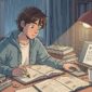 Ilustrasi Mahasiswa Kuliah Sambil Kerja, (Foto: Ai.)