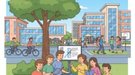 Ilustrasi Mahasiswa Berkegiatan di Kampus, (Foto: Ai.)