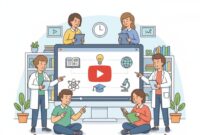 Ilustrasi Sekelompok Orang yang menggunakan Youtube sebagai Tontonan, (Foto: Ai.)