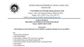 Surat Edaran Rektor UNM Terkait Larangan Penjualan Buku Ajar sebagai Syarat Penilaian, (Foto: Ist.)