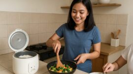 Ilustrasi Mahasiswa Sedang Masak, (Foto: AI)