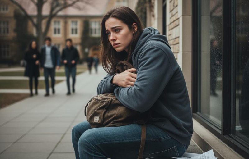 Gambar mahasiswa korban pelecehan, (Foto: AI).