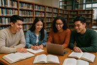 Mahasiswa tampak belajar bersama di perpustakaan kampus (Foto: Ai)