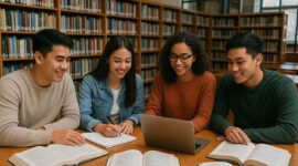 Mahasiswa tampak belajar bersama di perpustakaan kampus (Foto: Ai)