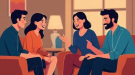 Ilustrasi sekelompok orang saling berbagi cerita, (Foto: AI.)