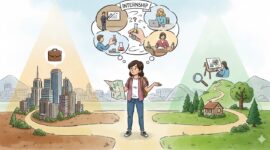 Ilustrasi Seseorang Memilih Tempat Magang (Foto: AI)