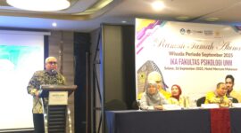 Potret Karta Jayadi Saat Memberikan Sambutan di Ramah Tamah Psikologi UNM, (Foto: Ramadahni.)