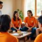 Ilustrasi sekumpulan anak Kuliah Kerja Nyata dirumah warga. (Foto: AI)