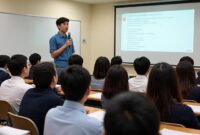 Potret mahasiswa publik speaking, (Foto: AI)