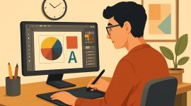 Ilustrasi seseorang belajar grafis, (Foto:AI)