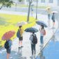 Ilustrasi Beberapa Mahasiswa Memakai Payung Karena Sedang Hujan Pada saat ke Kampus, (Foto: AI)