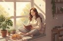 Ilustrasi Seseorang Healing dengan Membaca Buku, (Foto: Ai.)