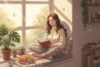 Ilustrasi Seseorang Healing dengan Membaca Buku, (Foto: Ai.)