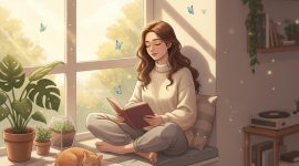 Ilustrasi Seseorang Healing dengan Membaca Buku, (Foto: Ai.)