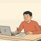Ilustrasi Seorang Mahasiswa Mempersiapkan Dokumen Magang, (Foto: AI)