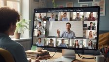 Potret ilustrasi seseorang sedang melakukan perkuliahan online,(Foto: AI)