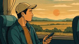 Ilustrasi seseorang dalam perjalanan jauh, (Foto : AI.)