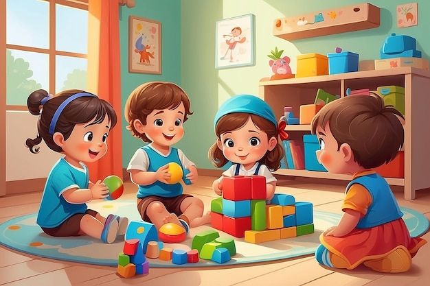 Ilustrasi anak anak sedang bermain, (Foto: AI)