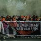 Suasana aksi BEM UNM dengan tajuk ‘Kembalikan Marwah UNM’, (Foto: Hafid Budiawan)