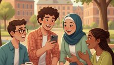 Ilustrasi mahasiswa sedang menjalin hubungan akrab dengan teman sebayanya, (Foto: Ai.)