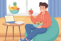 Ilustrasi seseorang lagi makan buah, (Foto: Ai.)