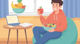 Ilustrasi seseorang lagi makan buah, (Foto: Ai.)
