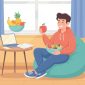 Ilustrasi seseorang lagi makan buah, (Foto: Ai.)