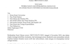 Surat Edaran Pembatasan Jam Operasional Kegiatan di Lingkungan UNM (Foto: Ist.)