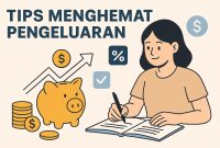 Ilustrasi seorang mahasiswa sedang mencatat rencana keuangan,(Foto: Ai.)