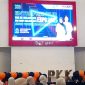 Potret Muhammad Ridha Perwakilan Forum Tempe Indonesia  saat Memberikan Sambutan di Entrepreneur Expo 2025, (Foto : Nur Hafizhah)
