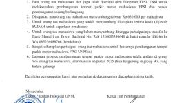 Surat Penyampaian Tempat Parkir Motor Mahasiswa FPsi, (Foto: Ist.)