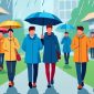 Ilustrasi mahasiswa ditengah hujan, (Foto: AI)