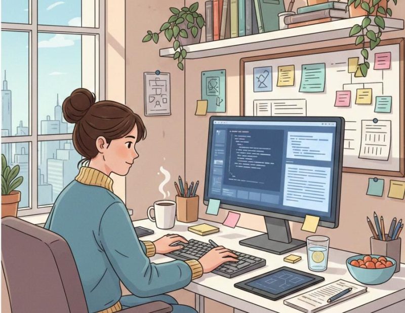 Ilustrasi seseorang yang produktif, (Foto: Ai.)