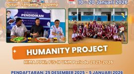Pamflet pendaftaran volunteer humanity project prodi PPKN FIS-H UNM di Desa Umpungeng, dusun Liangeng Kab. Soppeng, (Foto: Int.)